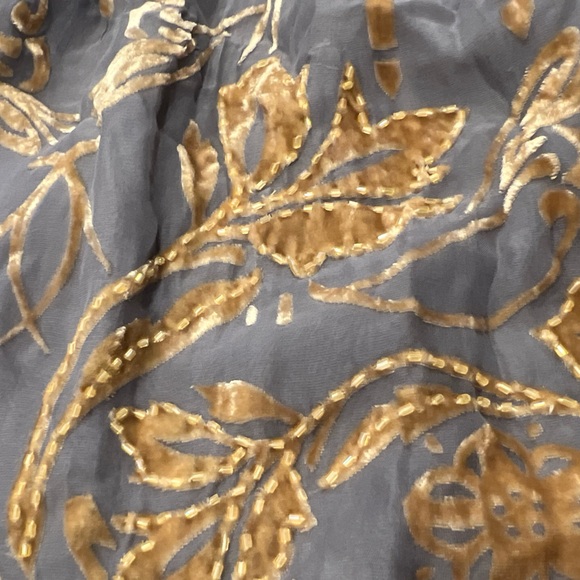 Molave grey silk blend and yellow velvet mini dress with beading - Picture 4 of 9